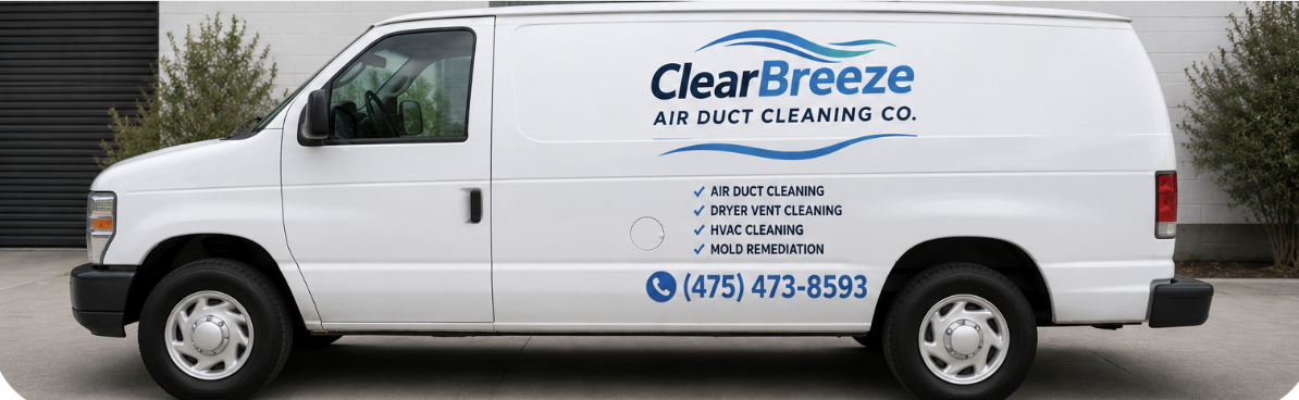 ClearBreeze Air Duct Cleaning Co. fully equipped service van based in Meriden CT